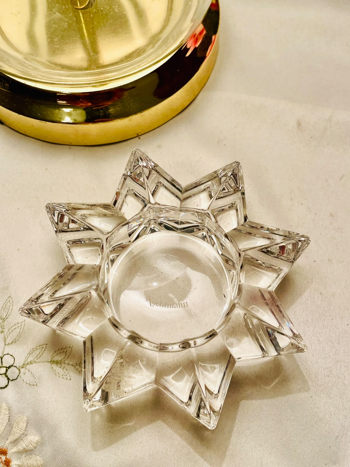 Clear Crystal Star Candle Holder 10cm