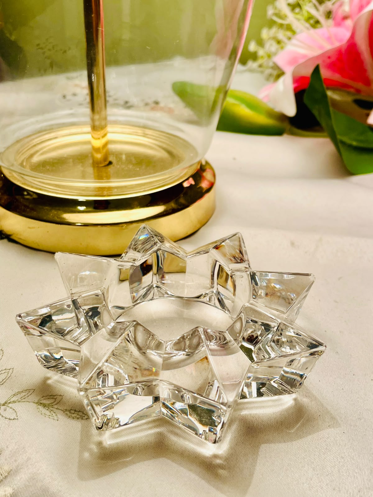 Clear Crystal Star Candle Holder 10cm