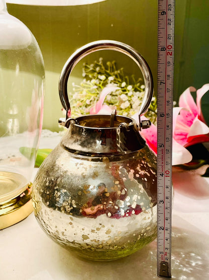 Silvered Crystal Lantern Candle Holder 20cm