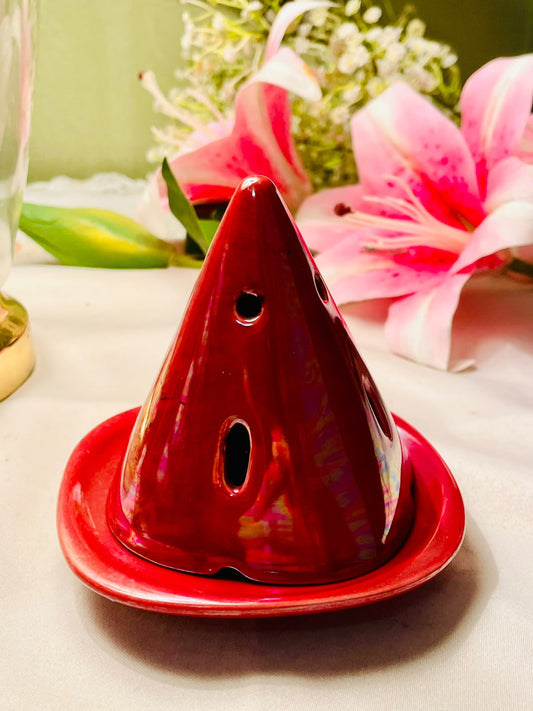 Claremont & May Red Ceramic Incense Burner 10cm
