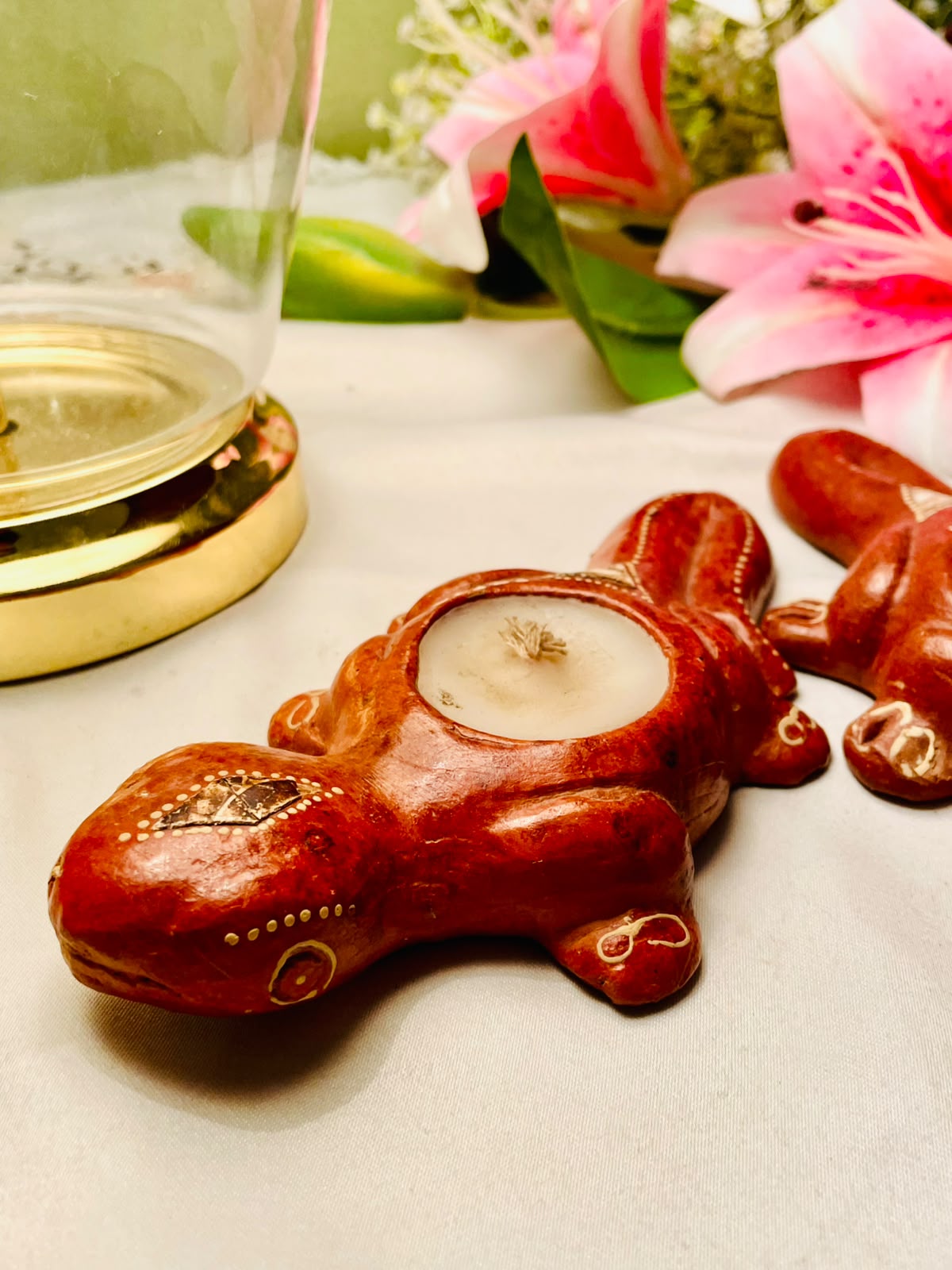 2pc Brown Rabbit Candle Holder Set 17cm ( Rare Find)