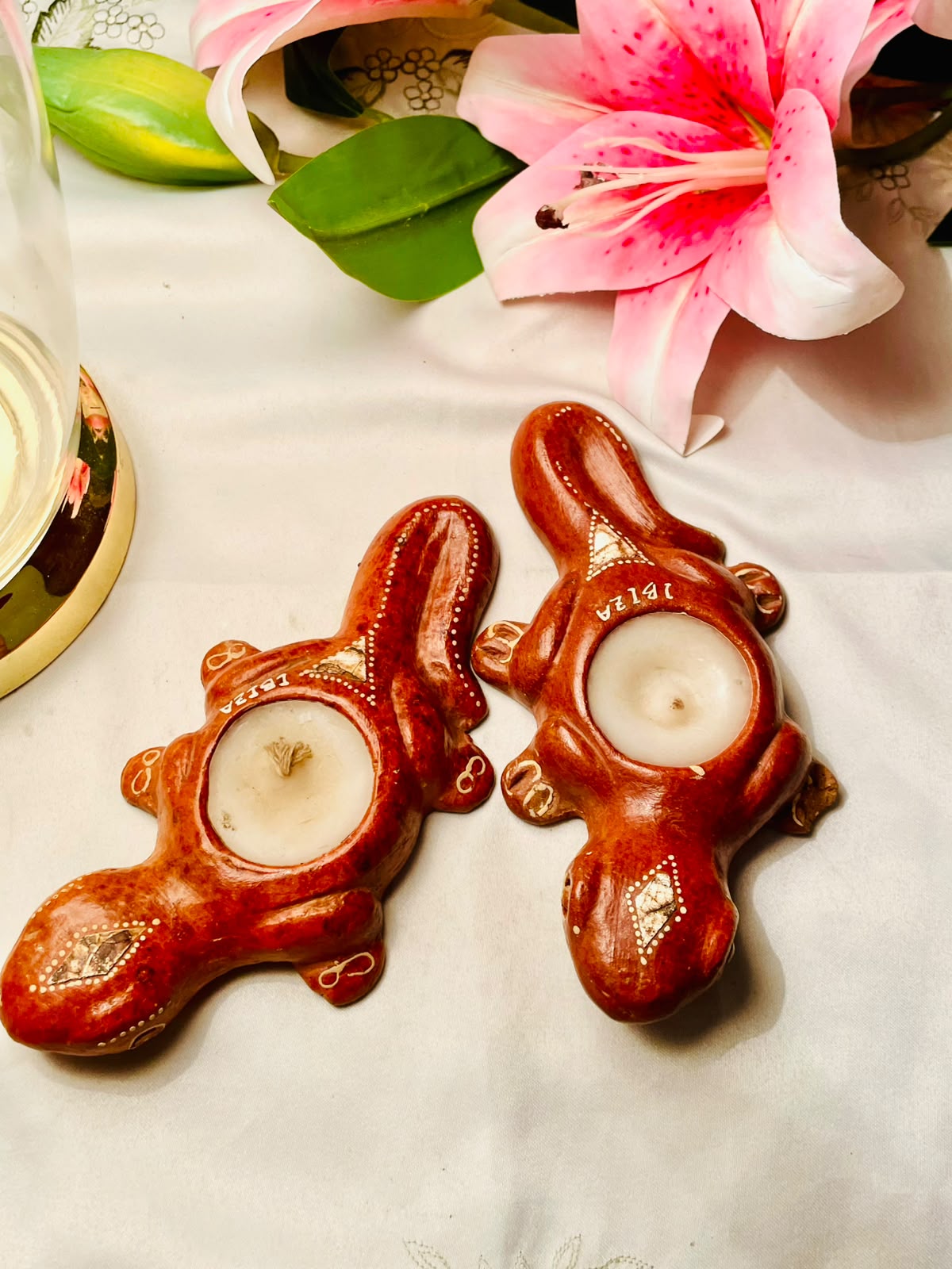 2pc Brown Rabbit Candle Holder Set 17cm ( Rare Find)