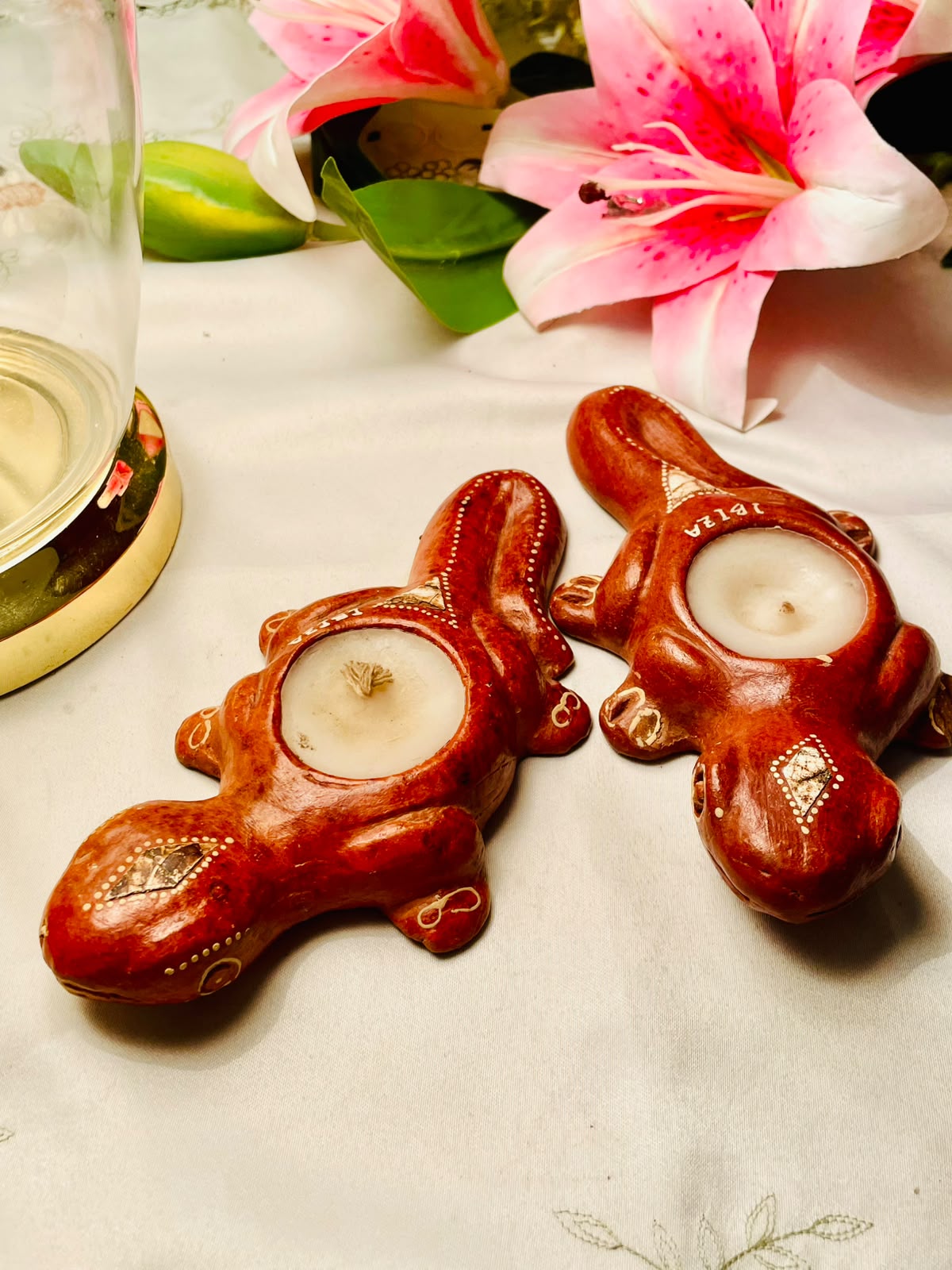 2pc Brown Rabbit Candle Holder Set 17cm ( Rare Find)