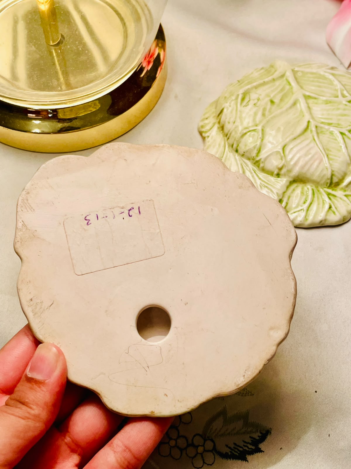 2pc Green Artichoke Ceramic Wall Plaques 15cm