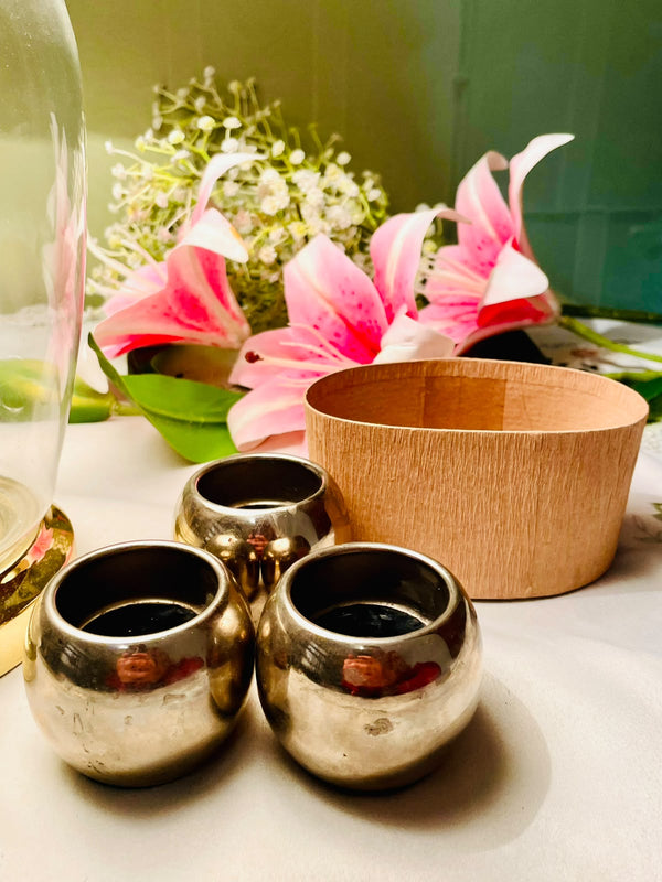 3pc Queen Anne Silver Round Candle Holder Set 7cm