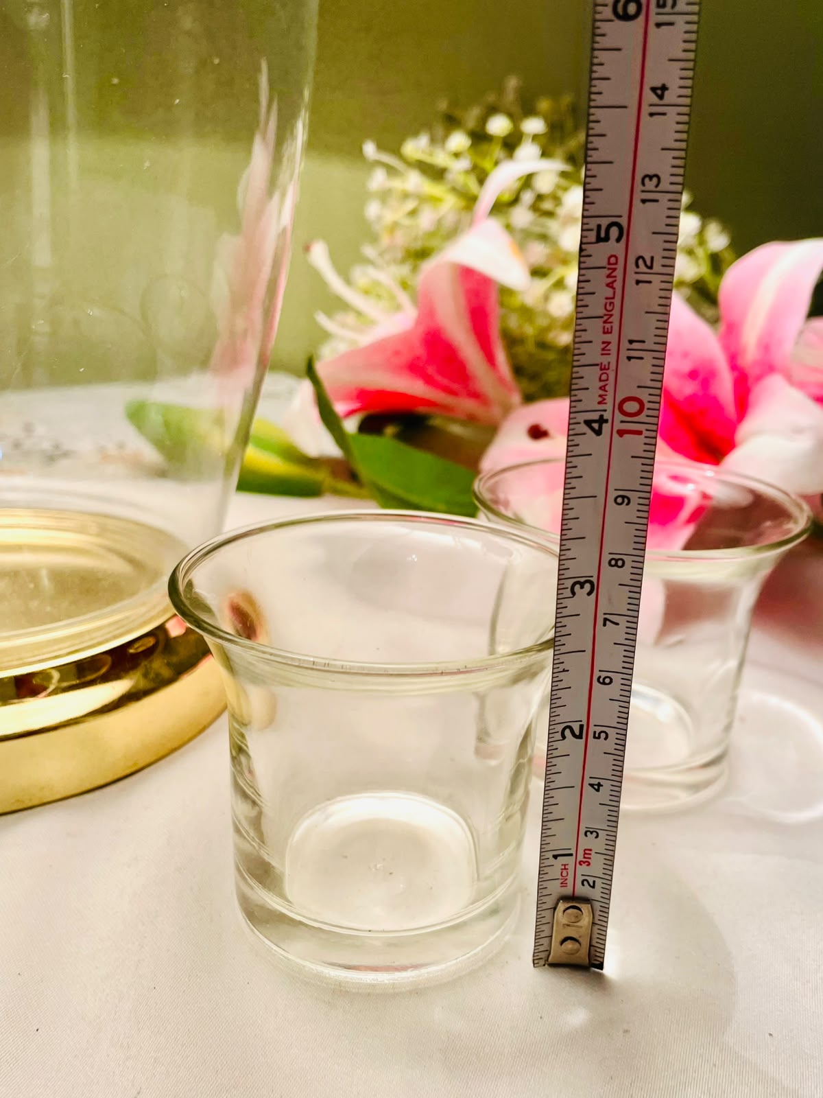 2pc Clear Crystal Flared Votive Candle Holder Set 8cm