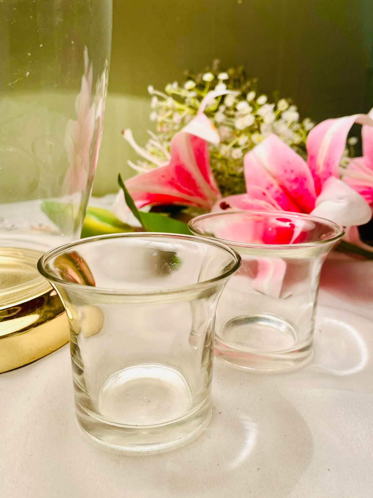 2pc Clear Crystal Flared Votive Candle Holder Set 8cm