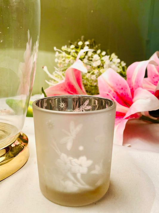 Frosted Crystal Dragonfly Candle Holder 8 cm