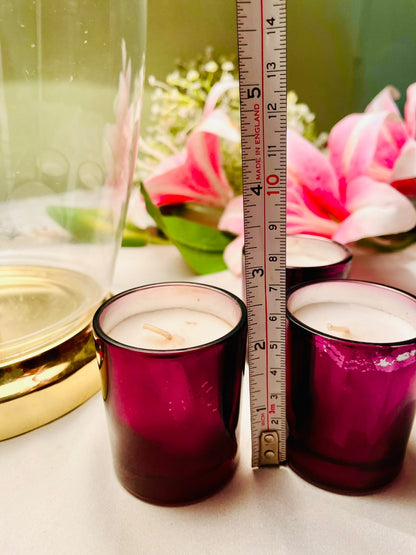 3pc Plum Crystal Scented Candle Set 6 cm