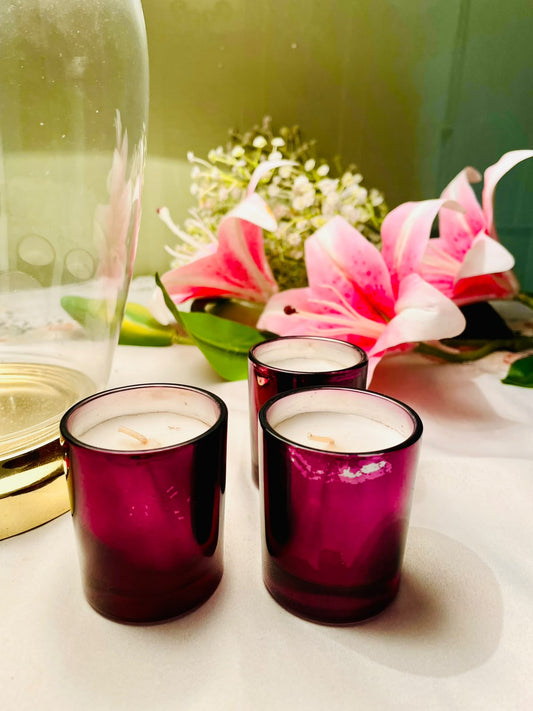 3pc Plum Crystal Scented Candle Set 6 cm