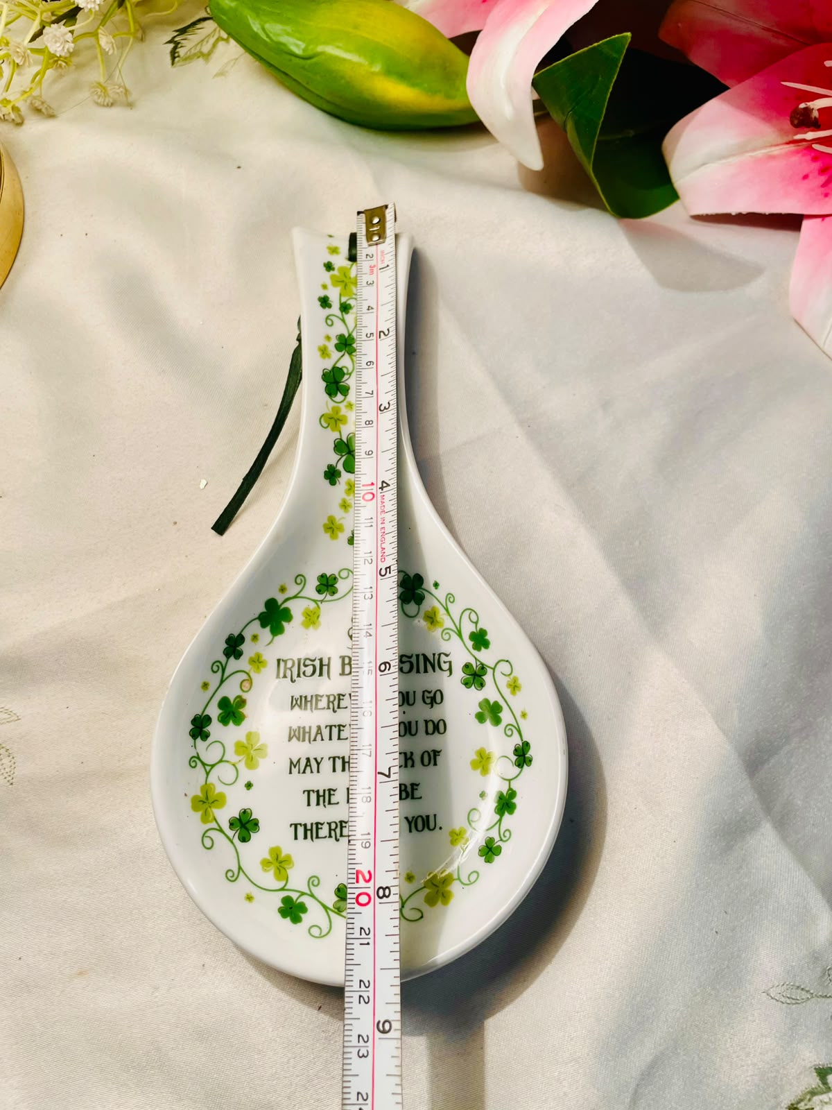Irish Blessing Shamrock Ceramic Spoon Rest 22 cm