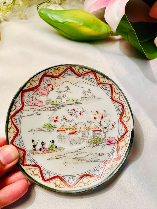 Vintage Japan Scenic Decorative Plate 4.5 Inch