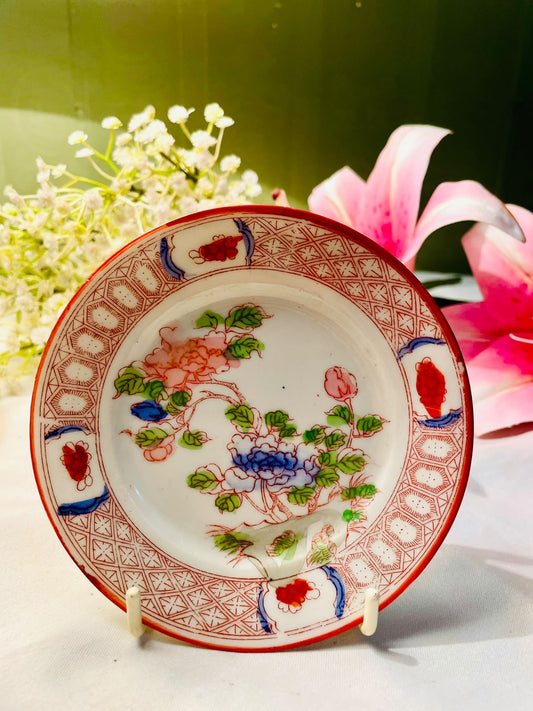 Vintage Floral Decorative Plate 4.5 Inch – Red Blue Green