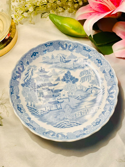 Blue & White Scenic Large Serving Bowl  8 Inch