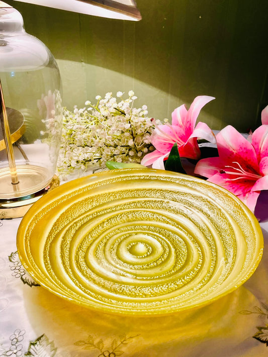 Gold Crystal Textured Large Deep lServing Bowl  10 Inch