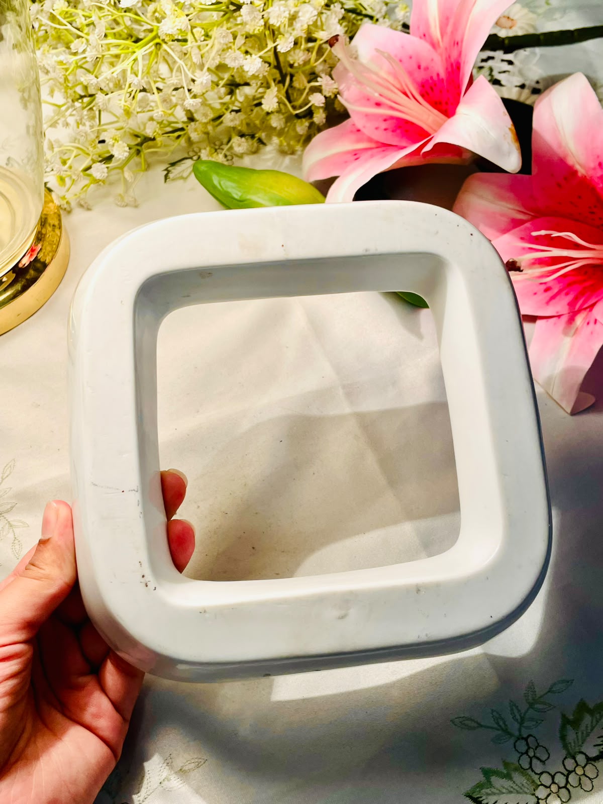 Large White Square Ceramic Serving Olive Platter 8 Inch