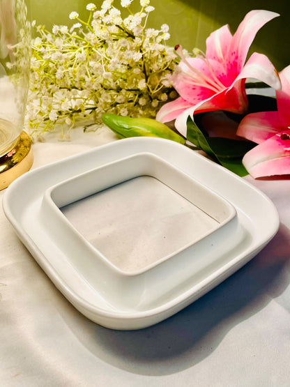 Large White Square Ceramic Serving Olive Platter 8 Inch