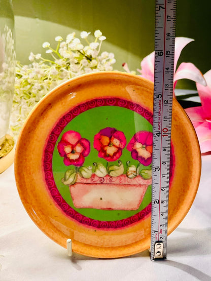Orange Floral Spoon Rest  5 Inch