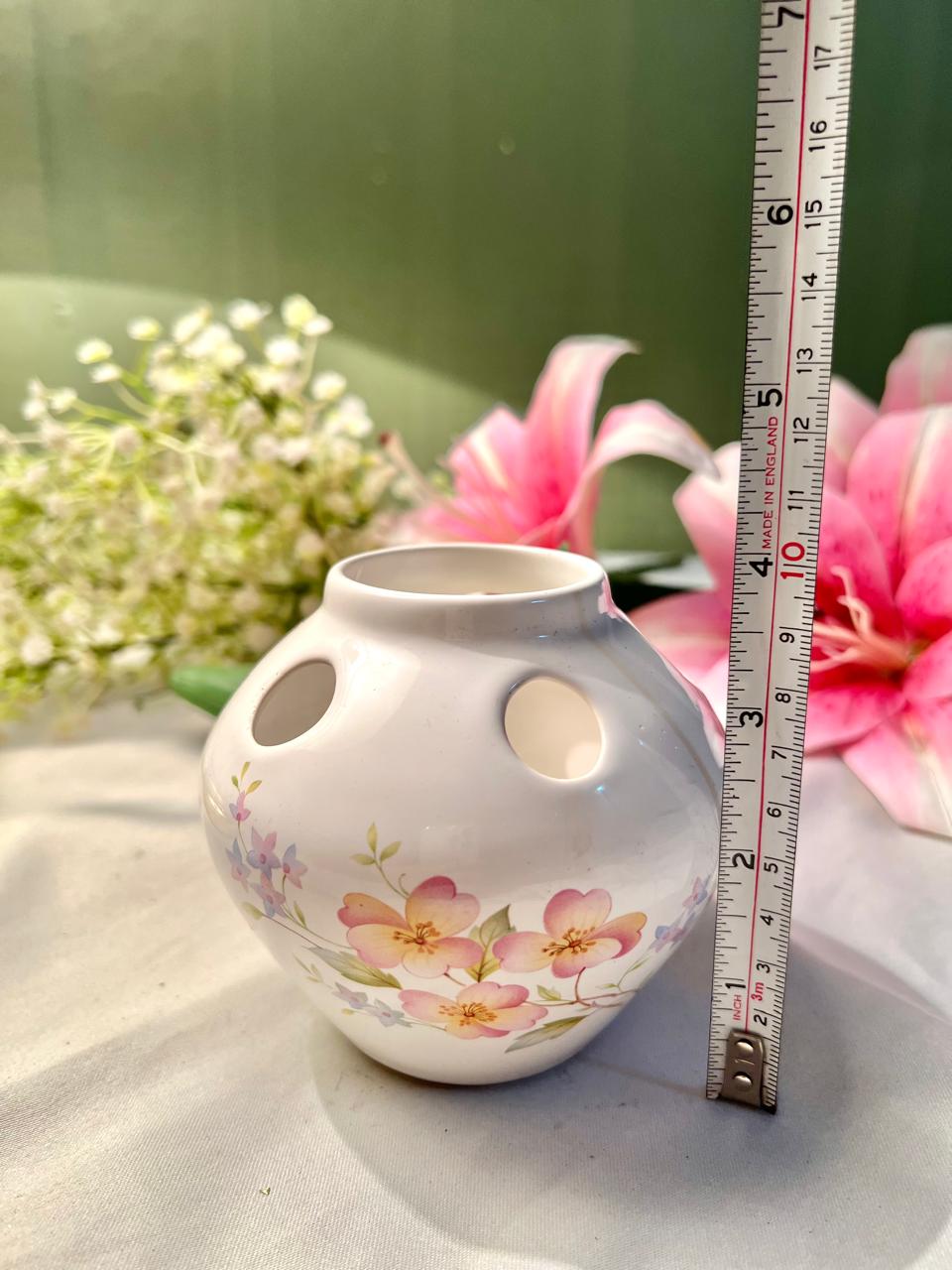 Brixham Pottery Floral Pierced Ceramic Vase 9 cm