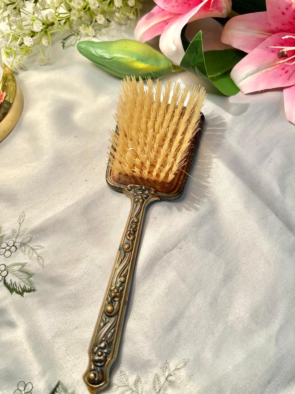 Brass Ornate Floral Embroidered Vanity Brush 24 cm