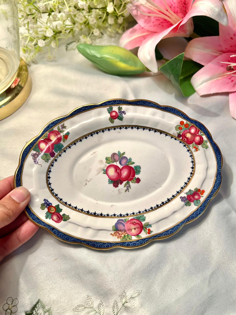 Booths England Vintage Fruit Oval Serving Platter 20 cm