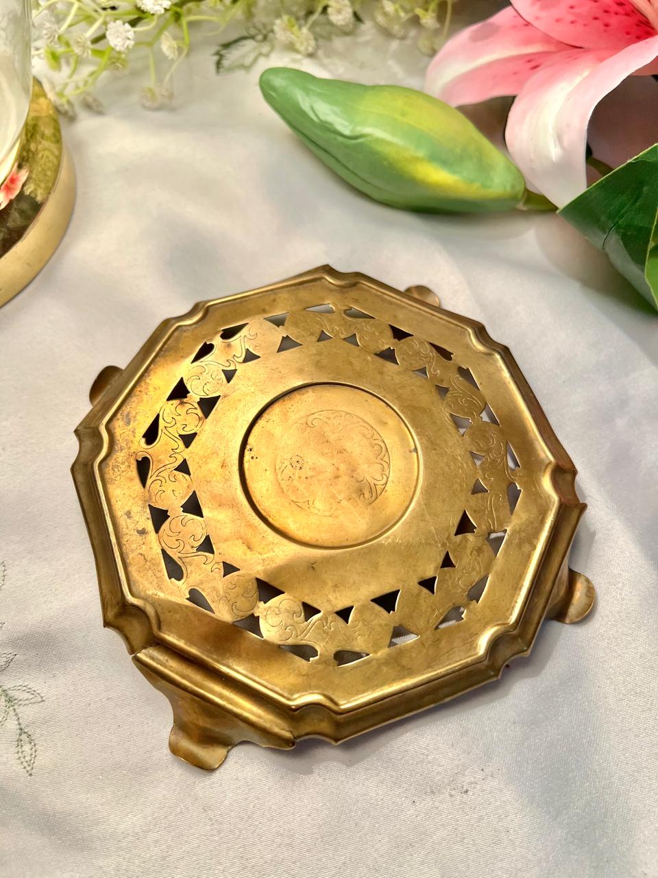 Pierced Brass Decorative Trivet Stand 13 cm
