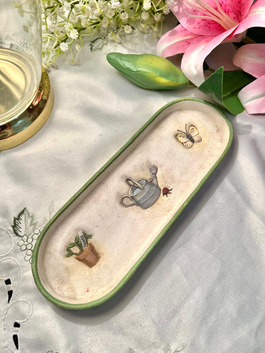 Garden-Themed Ceramic Trinket Tray 25 cm