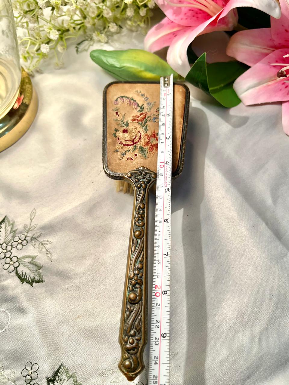 Brass Ornate Floral Embroidered Vanity Brush 24 cm