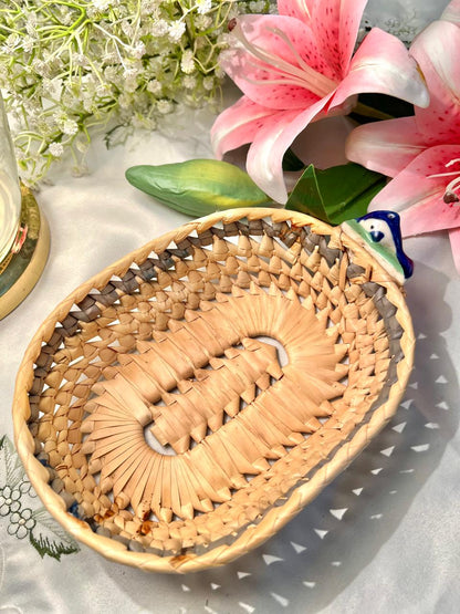 Woven Decorative Basket with Ceramic Bird Accent 20 cm