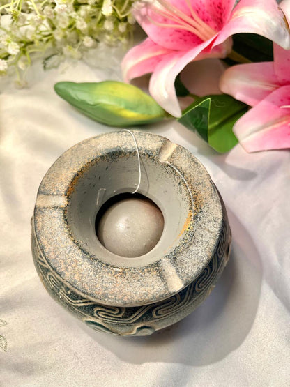 Hand Painting Decorative Ceramic Ashtray with Floral Relief 8 cm