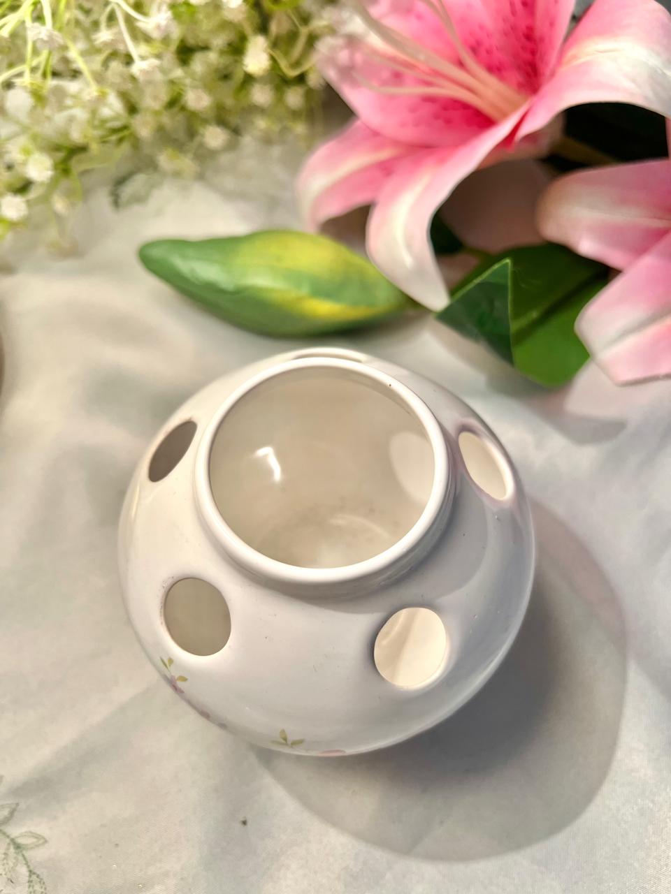 Brixham Pottery Floral Pierced Ceramic Vase 9 cm