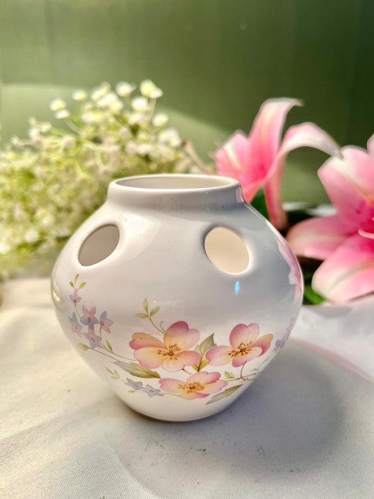 Brixham Pottery Floral Pierced Ceramic Vase 9 cm