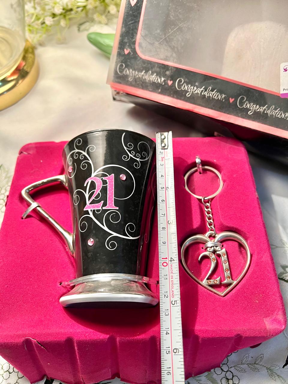 21st Birthday Mug & Heart Keyring Gift Set 3-Piece