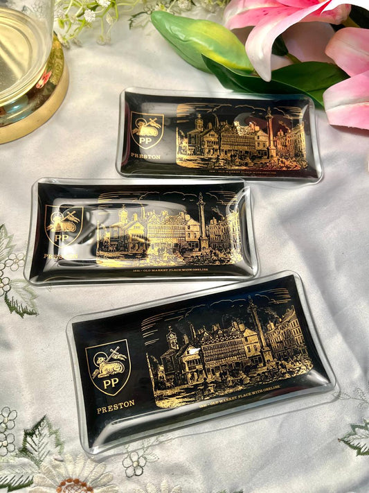 Preston Old Market Place Crystal Trays, 3-Piece Set, 7 in