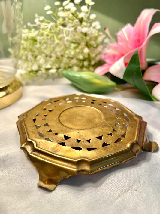 Pierced Brass Decorative Trivet Stand 13 cm