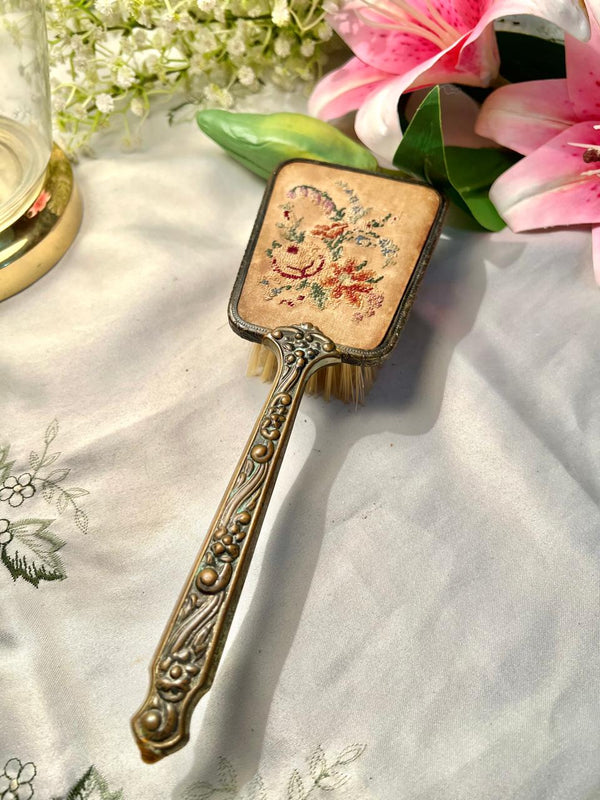 Brass Ornate Floral Embroidered Vanity Brush 24 cm