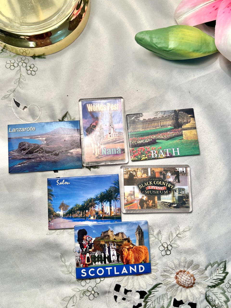 Vintage Travel Souvenir Fridge Magnets – Set of 6