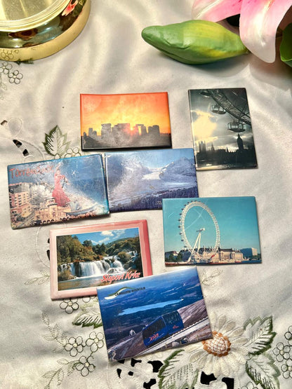 Vintage Travel Souvenir Fridge Magnets – Set of 7