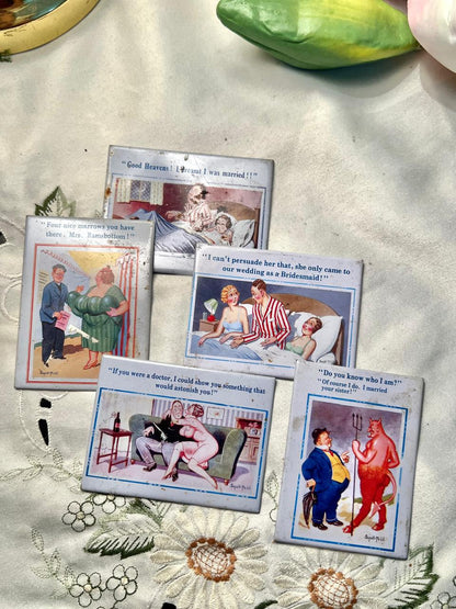 Donald McGill Comic Postcard Fridge Magnets – Set of 5