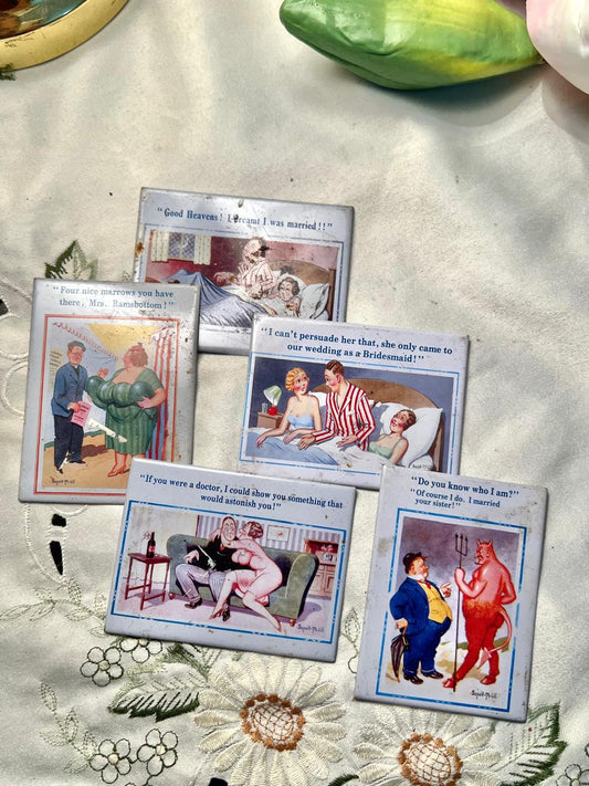 Donald McGill Comic Postcard Fridge Magnets – Set of 5