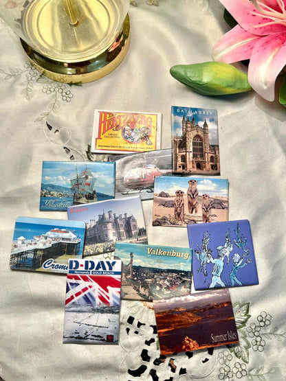 Vintage Travel Souvenir Fridge Magnets Set – 11 Pieces