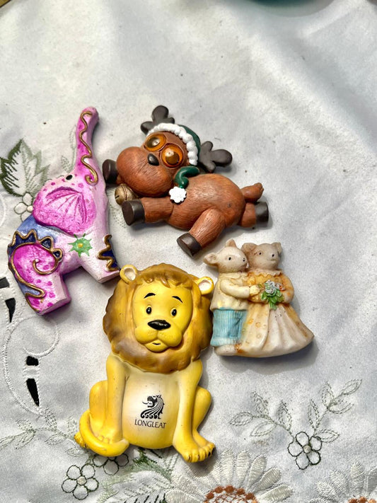 Vintage Animal Fridge Magnets – Set of 4 Decorative Magnets
