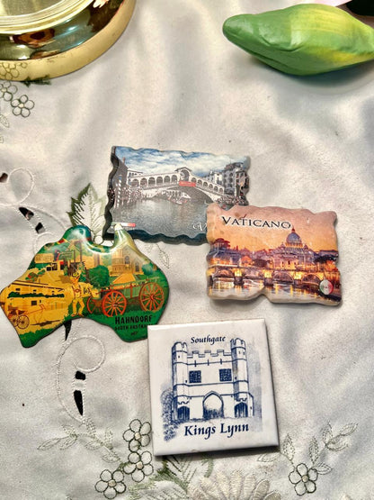 Vintage Travel Souvenir Magnets – Set of 4