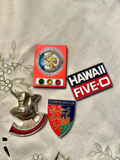 Vintage Travel Souvenir Magnets – Set of 4 Metal Magnets