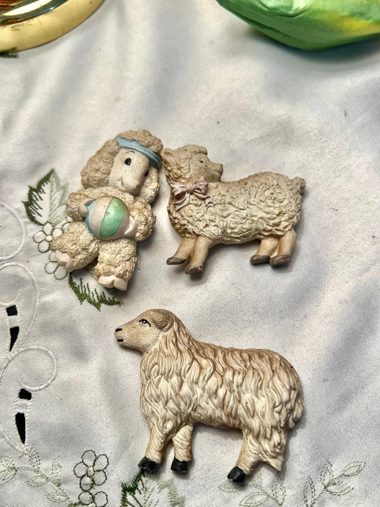 Vintage Sheep & Lamb Fridge Magnets – Set of 3