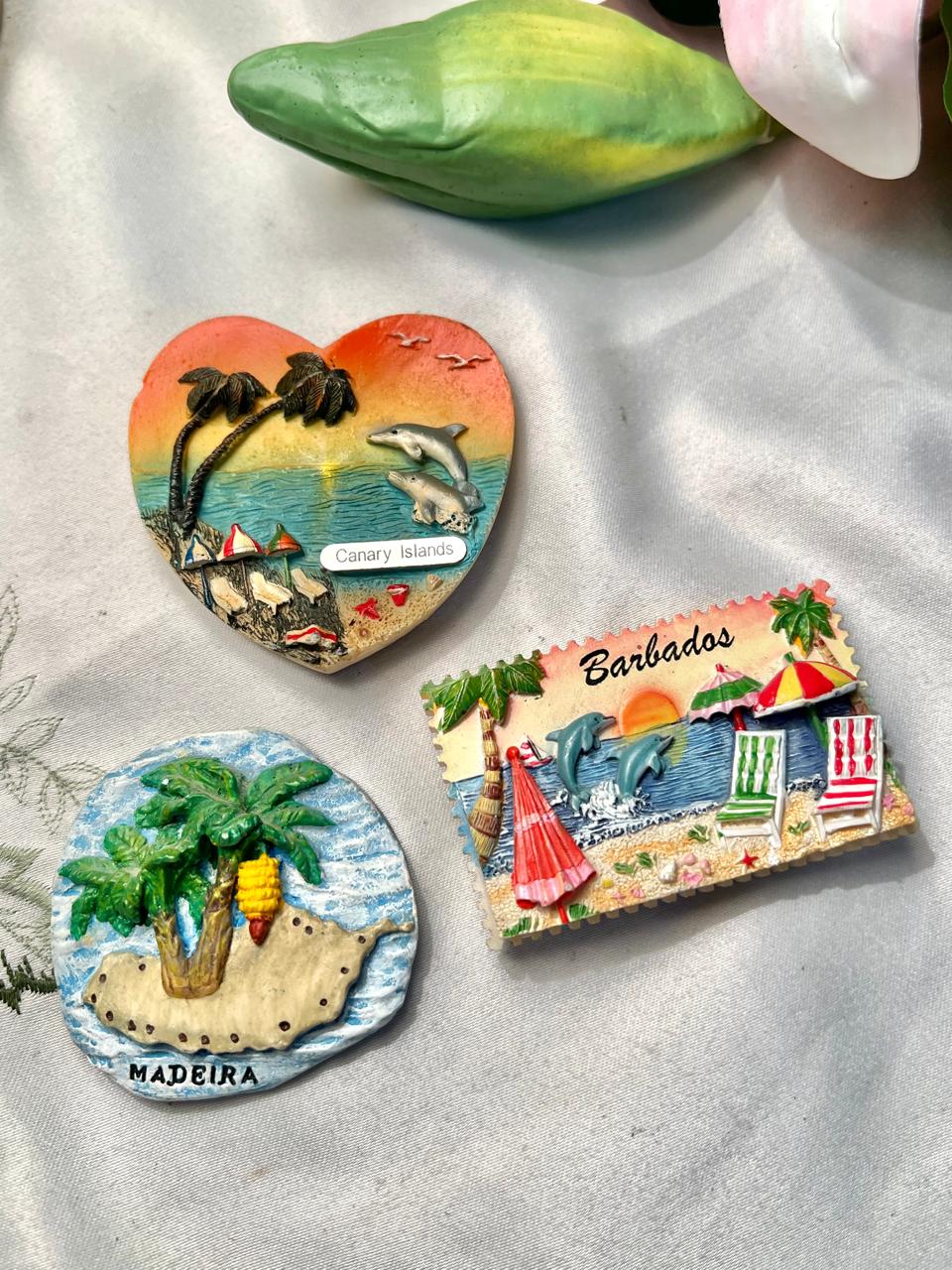 Set of 3 Tropical Travel Souvenir Fridge Magnets