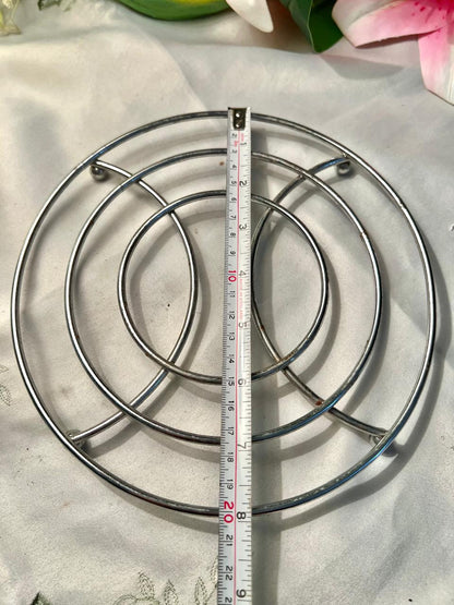 Vintage Silver-Tone Metal Trivet Pot Stand, 8 in