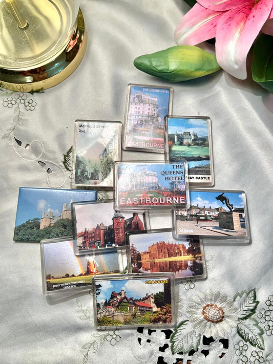UK Travel Souvenir Fridge Magnets Set of 10 Scenic Designs