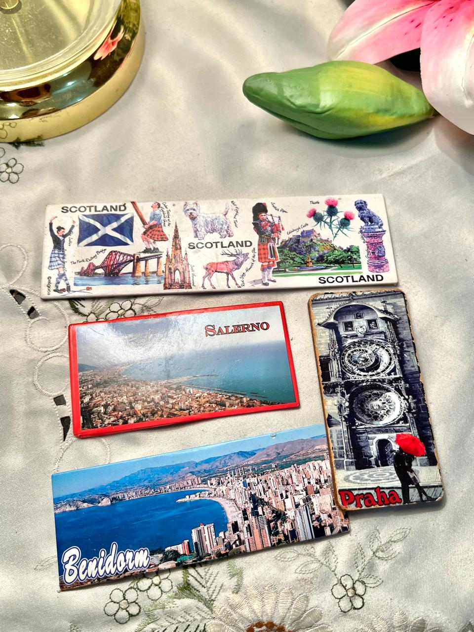 Set of 4 European Travel Souvenir Fridge Magnets