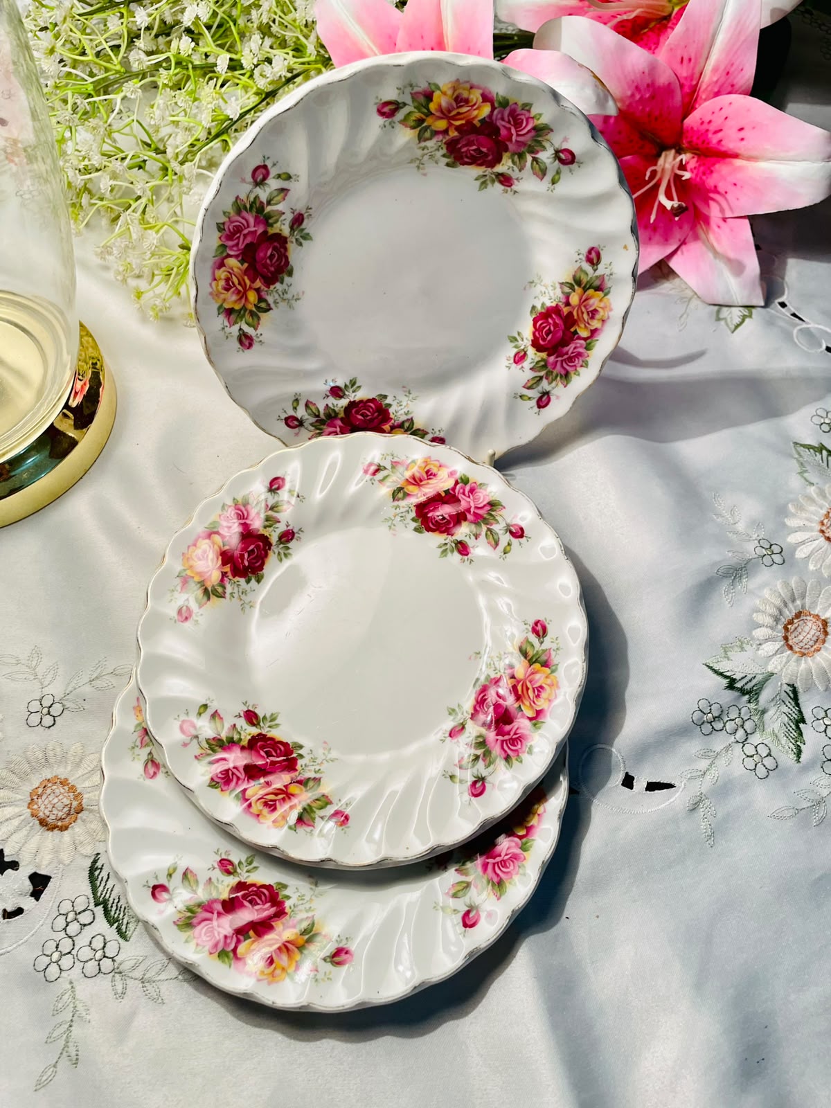 Myott Rose Garden Ironstone Plates England – ( each) , 7.5"